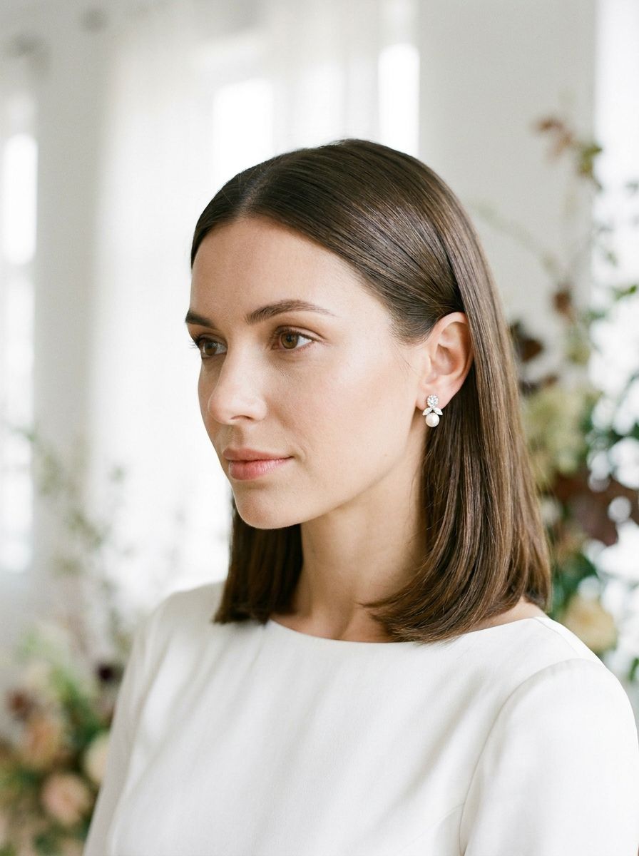Long Bob hinter die Ohren gesteckt - Long Bob Frisuren Hochzeit